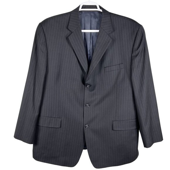Calvin Klein Mens 44R Blue Pinstripe Wool Single Breasted Sport Coat Old Money - Picture 1 of 16